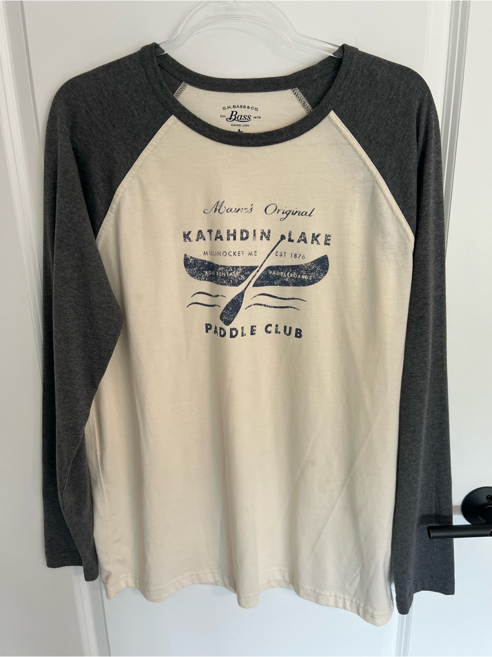 G.H. Bass & Co. Maine, USA L/S T-Shirt Size L Paddle Club Katahdin Lake